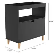 APARADOR 1 PORTA BASCULANTE 76 CM X 37 CM LIN - PRETO/NOZES - Foto 2
