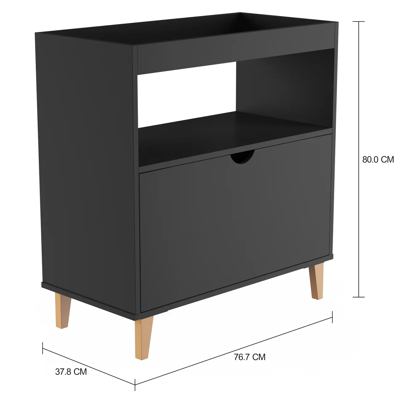 APARADOR 1 PORTA BASCULANTE 76 CM X 37 CM LIN - PRETO/NOZES - Foto 2