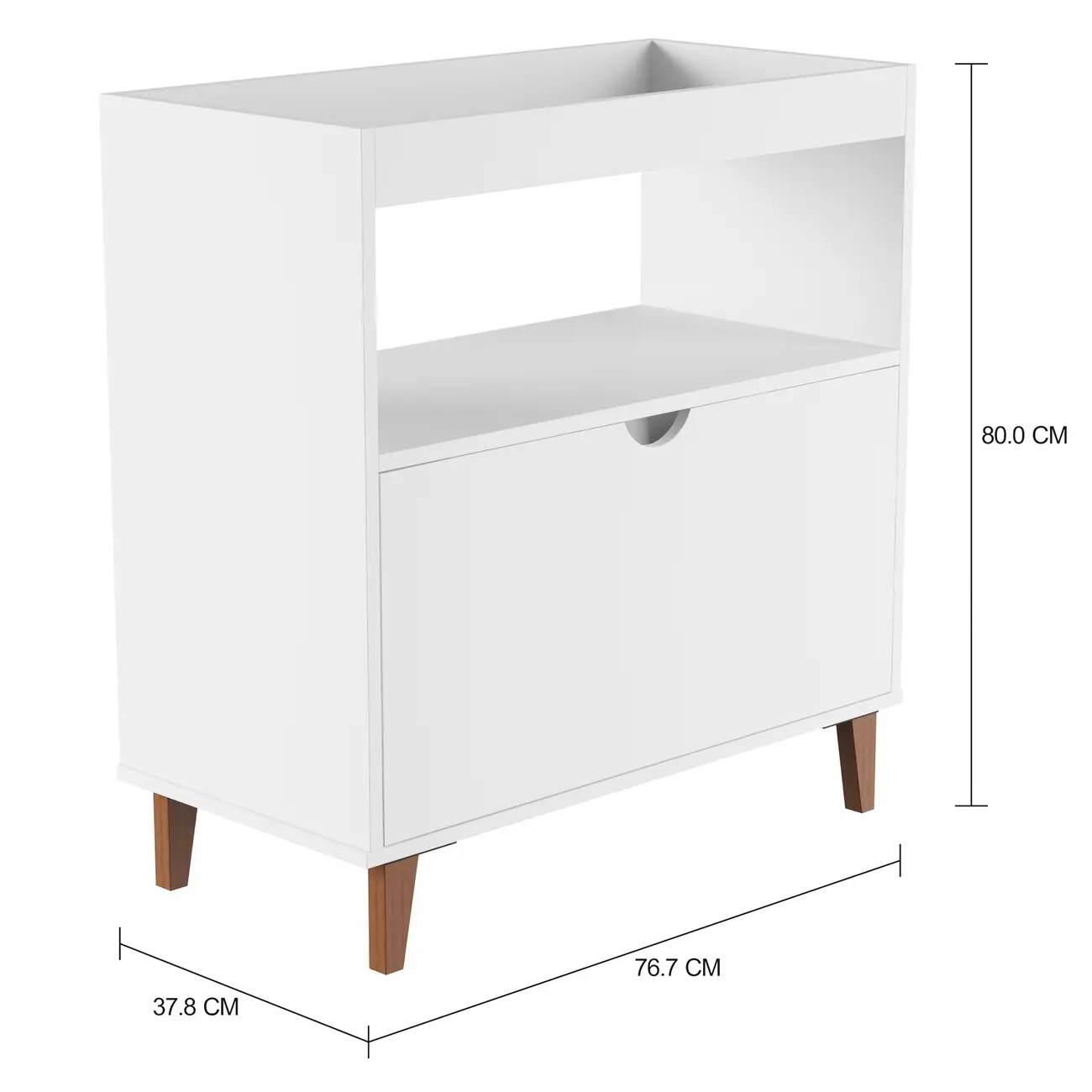 APARADOR 1 PORTA BASCULANTE 76 CM X 37 CM LIN - BRANCO/NOZES - Foto 2