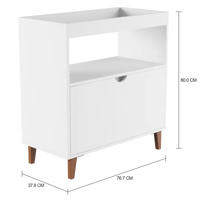 APARADOR 1 PORTA BASCULANTE 76 CM X 37 CM LIN - BRANCO/NOZES - Foto 2