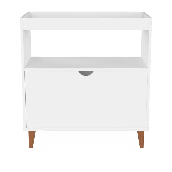 APARADOR 1 PORTA BASCULANTE 76 CM X 37 CM LIN - BRANCO/NOZES - Foto 1