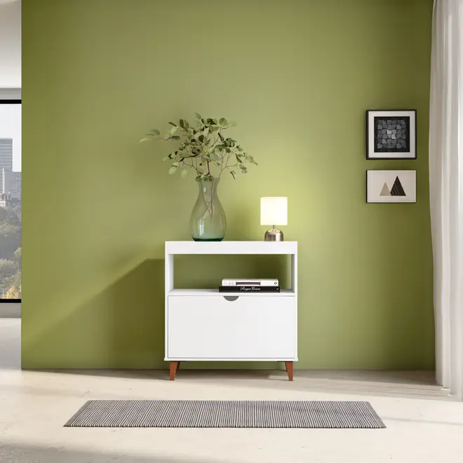 APARADOR 1 PORTA BASCULANTE 76 CM X 37 CM LIN - BRANCO/NOZES - Foto 3