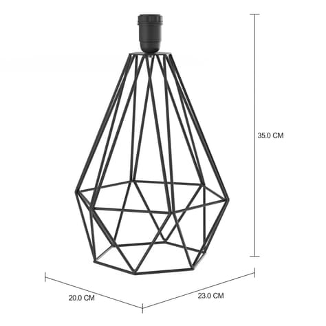 Imagem com medidas do produto BASE DE LUMINÁRIA DE MESA STRUCTURE