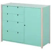 CÔMODA 4 GAVETAS/1 PORTA 1,07 M X 42 CM PIN PLAY - NATURAL WASHED/MENTA - Foto 2