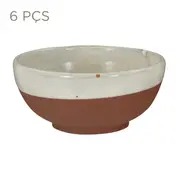 JOGO DE TIGELA 13 CM C/6 PEÇAS PALEO - BRANCO/ARGILA - Foto 1