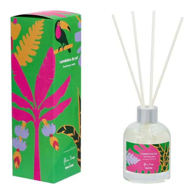 AROMATIZADOR FLORAL FRESCO VERDE 200 ML CAMINHOS DO SOL - VERDE/ROSA - Foto 2