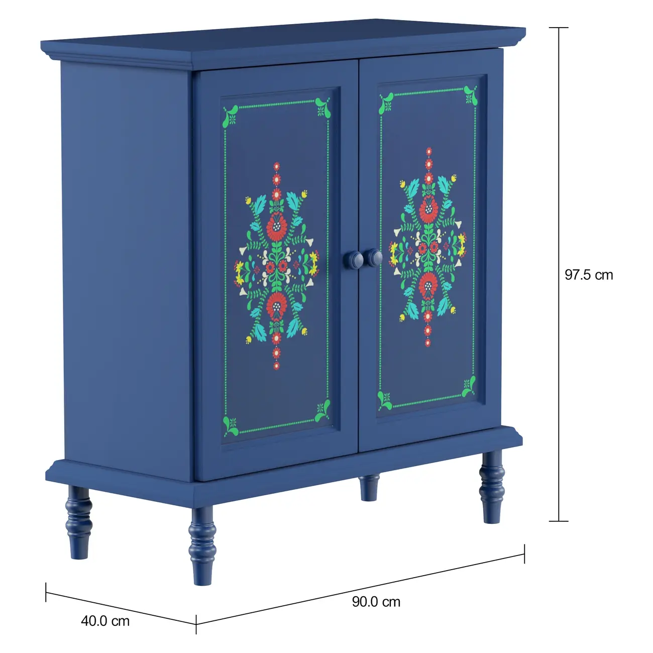 BUFFET 2 PORTAS 90 CM X 40 CM FOLKSY - AZUL/MULTICOR - Foto 7