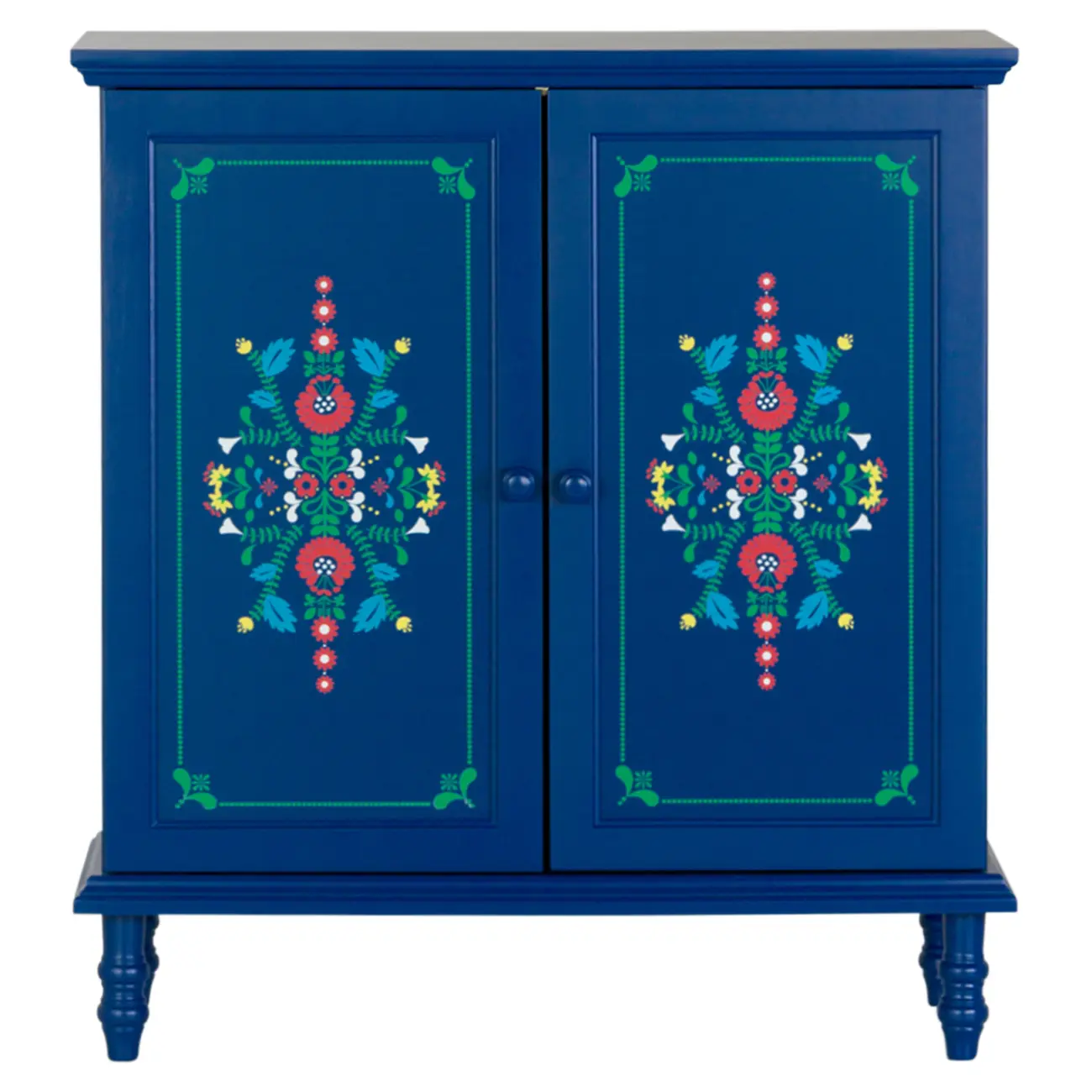 BUFFET 2 PORTAS 90 CM X 40 CM FOLKSY - AZUL/MULTICOR - Foto 1
