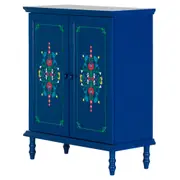 BUFFET 2 PORTAS 90 CM X 40 CM FOLKSY - AZUL/MULTICOR - Foto 2