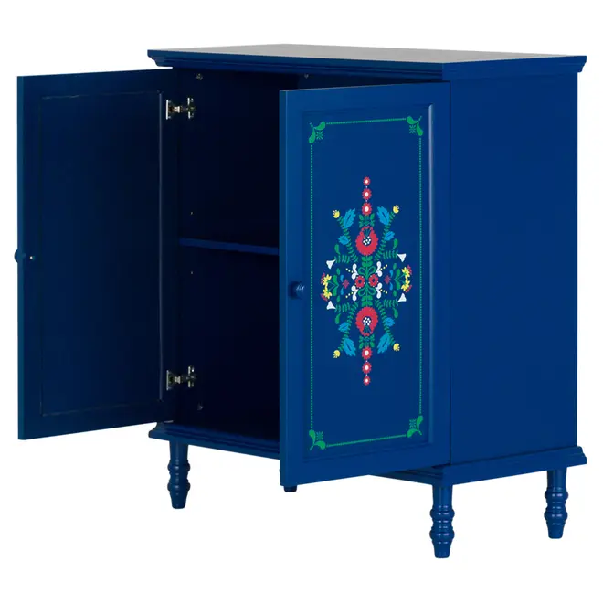 BUFFET 2 PORTAS 90 CM X 40 CM FOLKSY - AZUL/MULTICOR - Foto 3