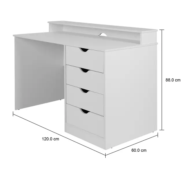 ESCRIVANINHA 4 GAVETAS 1,20 M X 60 CM MARY - BRANCO - Foto 11