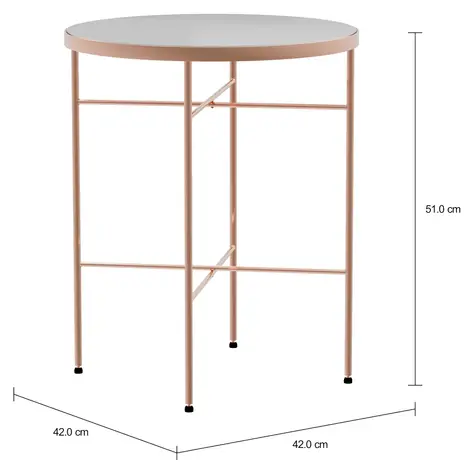Imagem com medidas do produto MESA LATERAL REDONDA 42 CM LUXY