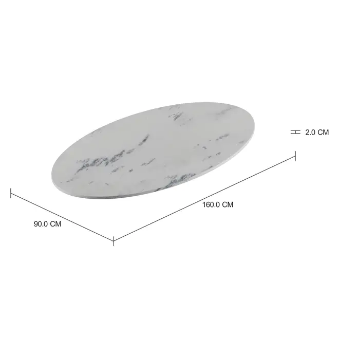 TAMPO DE MESA PEDRA OVAL 1,60 M X 90 CM TULIPE - BRANCO ESPÍRITO SANTO - Foto 2