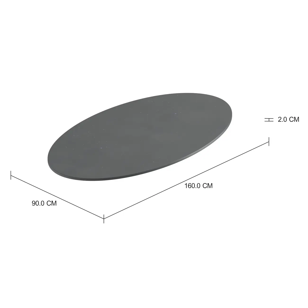 TAMPO DE MESA PEDRA OVAL 1,60 M X 90 CM TULIPE - PRETO SÃO GABRIEL - Foto 2