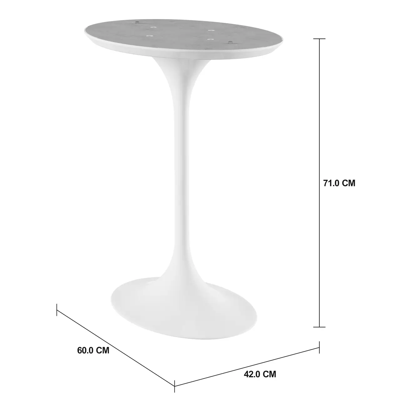 BASE DE MESA CENTRAL OVAL 1,60 M TULIPE - BRANCO BRILHANTE - Foto 2