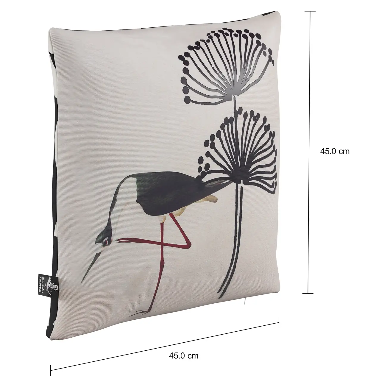 CAPA PARA ALMOFADA 45 CM X 45 CM NATUREZA GARÇA - BEGE/PRETO - Foto 2