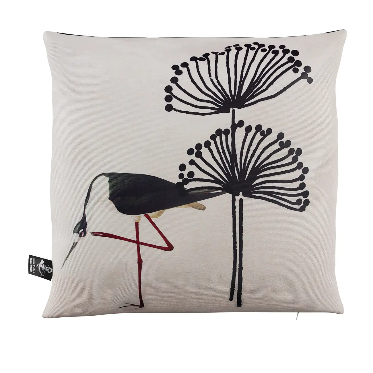 CAPA PARA ALMOFADA 45 CM X 45 CM NATUREZA GARÇA - BEGE/PRETO - Foto 1
