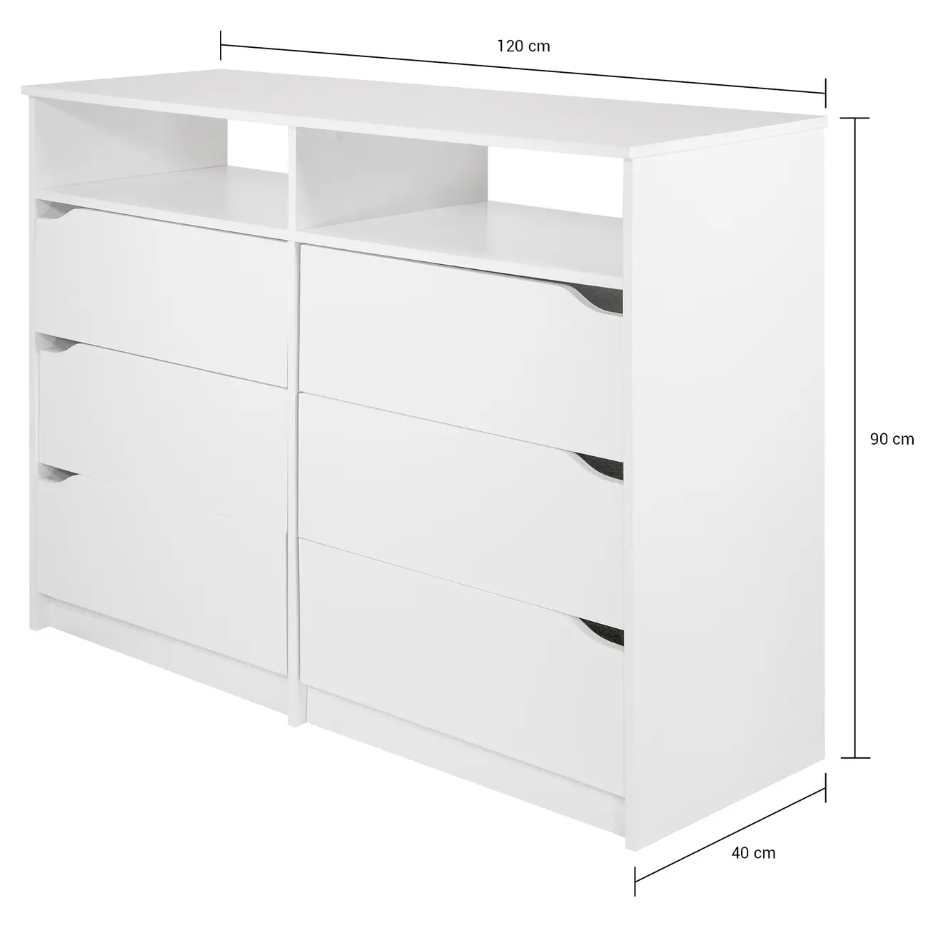 CÔMODA 6 GAVETAS 1,20 M X 40 CM WINK - BRANCO - Foto 7