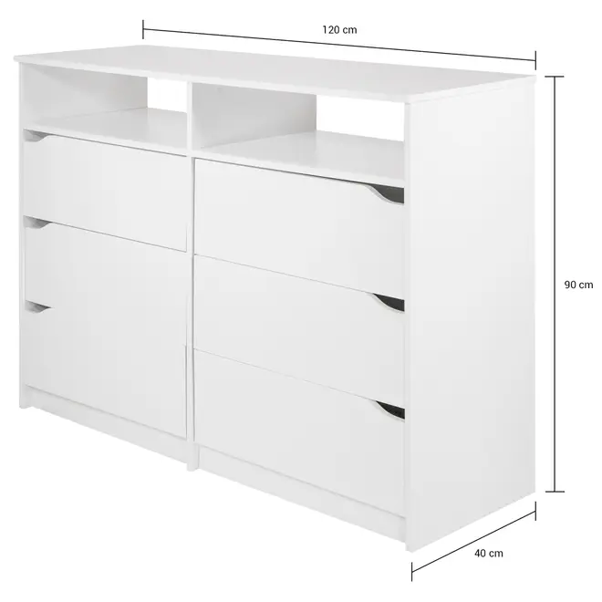 CÔMODA 6 GAVETAS 1,20 M X 40 CM WINK - BRANCO - Foto 7
