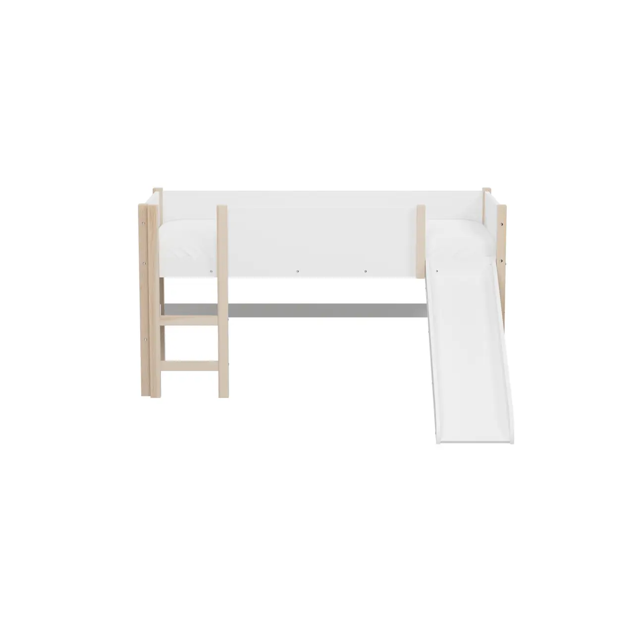 CAMA DE SOLTEIRO COM ESCORREGADOR 78 CM PIN PLAY - BRANCO/NATURAL WASHED - Foto 1