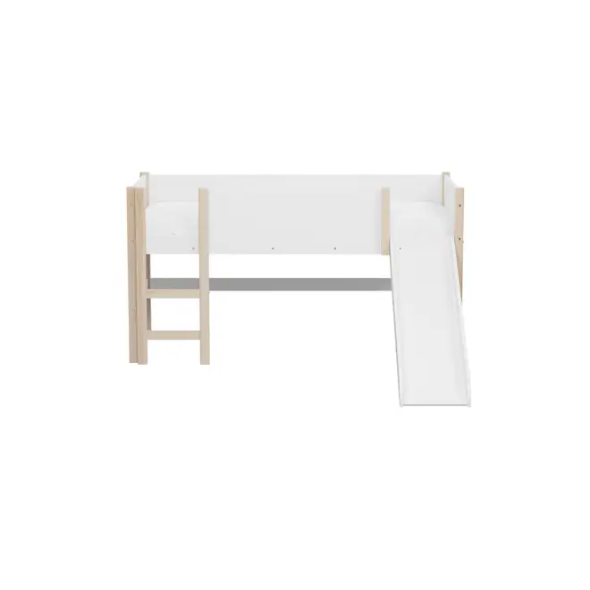 CAMA DE SOLTEIRO COM ESCORREGADOR 78 CM PIN PLAY - BRANCO/NATURAL WASHED - Foto 1
