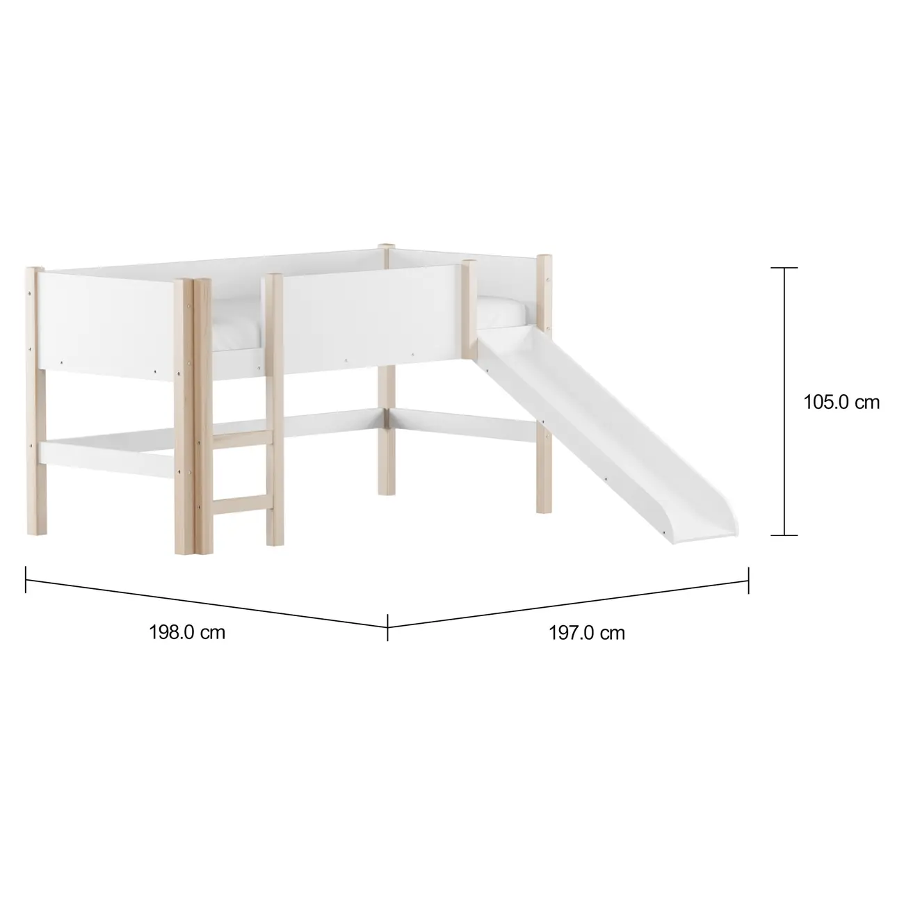CAMA DE SOLTEIRO COM ESCORREGADOR 78 CM PIN PLAY - BRANCO/NATURAL WASHED - Foto 2
