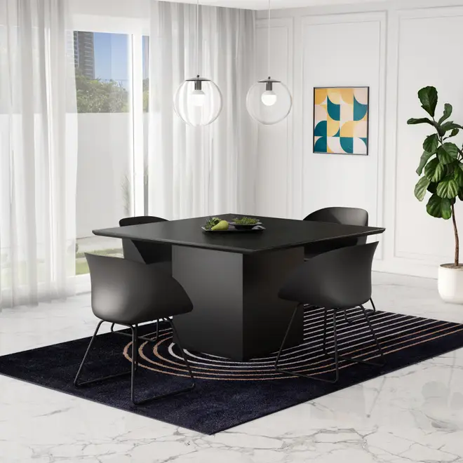 MESA DE JANTAR 1,35 M X 1,35 M FLOAT - PRETO/PRETO - Foto 4
