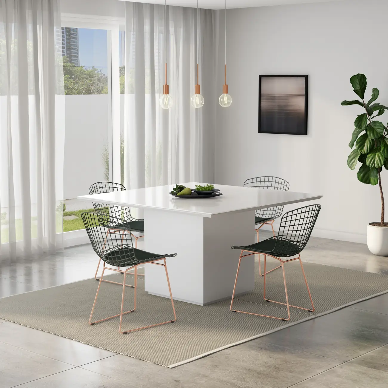 MESA DE JANTAR 1,35 M X 1,35 M FLOAT - BRANCO/BRANCO - Foto 5