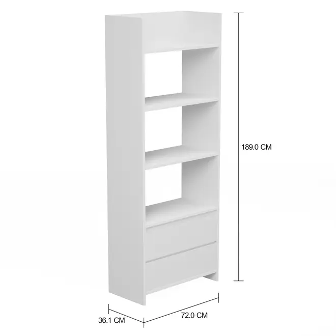 ESTANTE 2 GAVETAS 72 CM X 1,89 M MINCE - BRANCO - Foto 2