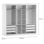 ESTRUTURA DE GUARDA-ROUPA DE CASAL 3 PORTAS FRIZ - BRANCO - Foto 4