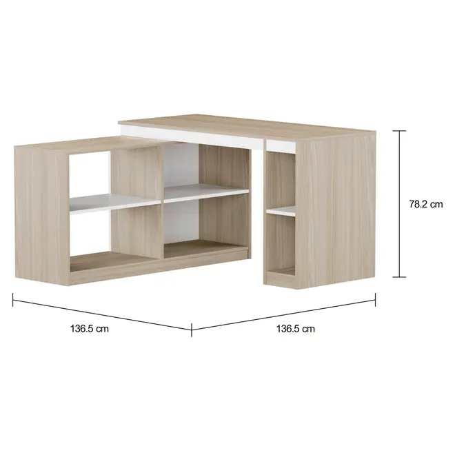 MESA COM BALCÃO 1,36 M X 1,36 M START UP - NEW OAK/BRANCO - Foto 2