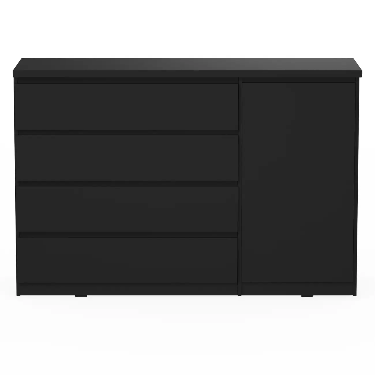 CÔMODA 4 GAVETAS/1 PORTA 1,35M X 45 CM MINCE - PRETO - Foto 1