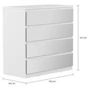 CÔMODA 4 GAVETAS 90 CM X 45 CM MINCE - BRANCO/PRATA - Foto 4