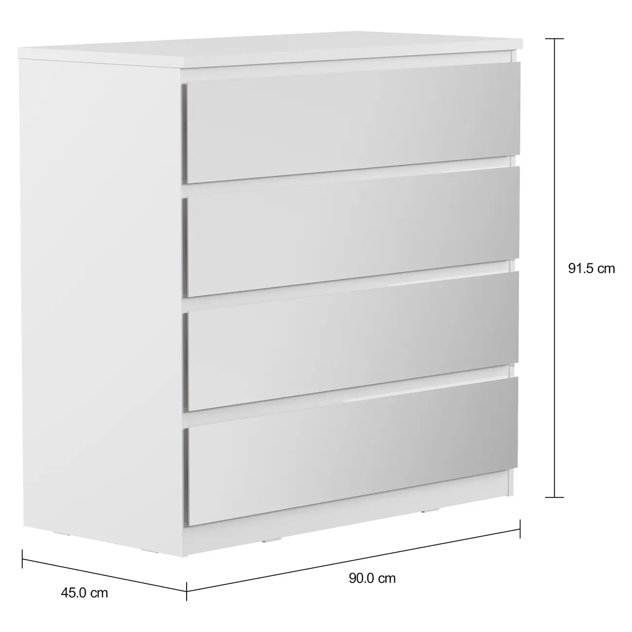 CÔMODA 4 GAVETAS 90 CM X 45 CM MINCE - BRANCO/PRATA - Foto 4