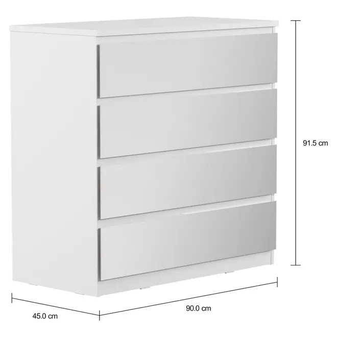 CÔMODA 4 GAVETAS 90 CM X 45 CM MINCE - BRANCO/PRATA - Foto 4