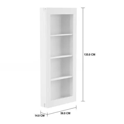 Imagem com medidas do produto CRISTALEIRA PARA PAREDE 56 CM X 1,35 M WALLBAR