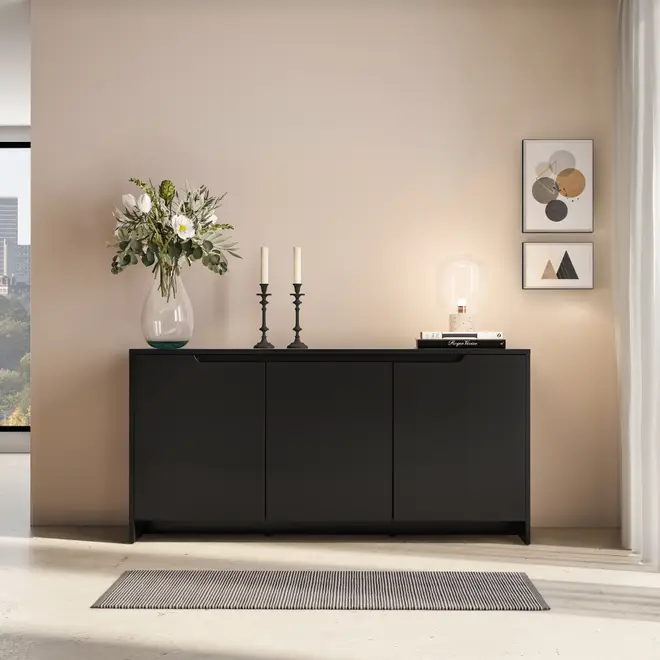 BUFFET 3 PORTAS/1 GAVETA 1,60 M X 46 CM INDOOR - PRETO - Foto 5