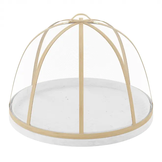 COBRE-BOLO 34 CM KAMALI - FIBRA NATURAL/BRANCO - Foto 1