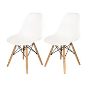 CONJUNTO COM 2 CADEIRAS EASY WOOD - FAIA/BRANCO - Foto 1