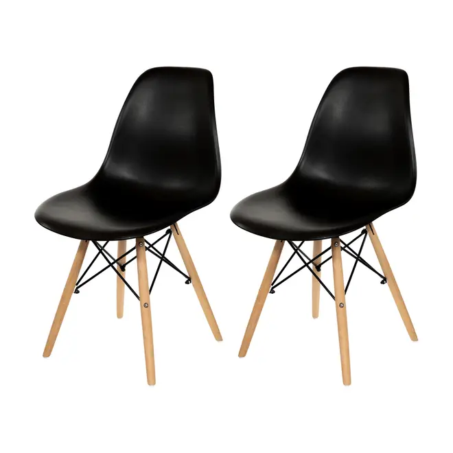 CONJUNTO COM 2 CADEIRAS EASY WOOD - FAIA/PRETO - Foto 1