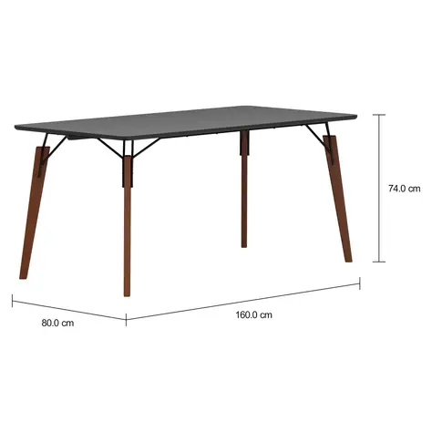 Imagem com medidas do produto MESA DE JANTAR 1,60 M X 80 CM OVNI