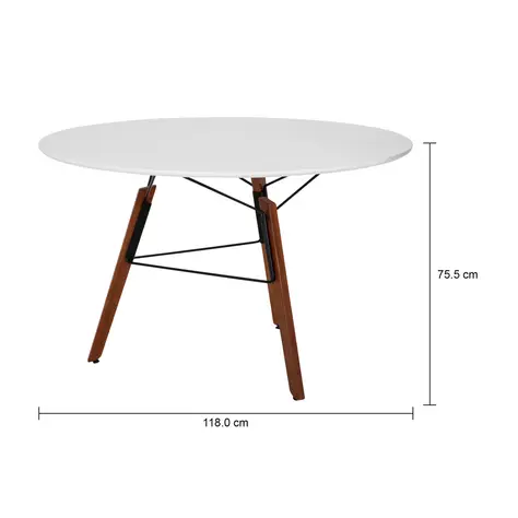 Imagem com medidas do produto MESA DE JANTAR REDONDA 1,18 M OVNI