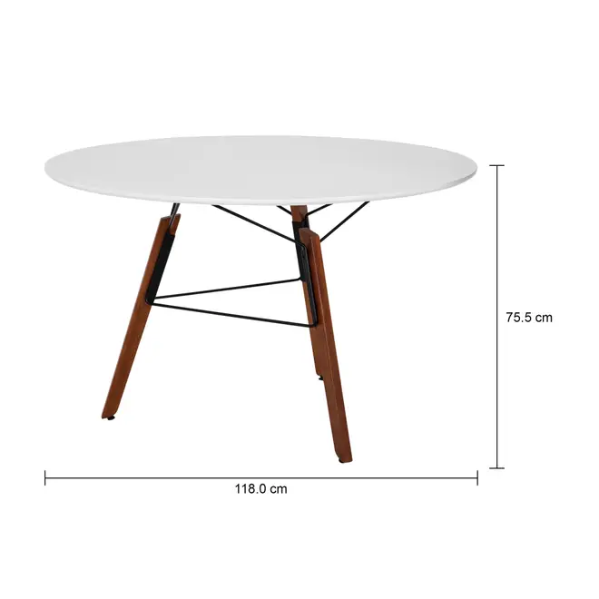 MESA DE JANTAR REDONDA 1,18 M OVNI - NOZES/BRANCO - Foto 8