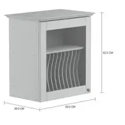 ARMÁRIO DE COZINHA AÉREO 60 CM PORTA-PRATOS NANCY - CINZA/INCOLOR - Foto 10