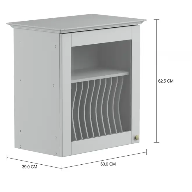 ARMÁRIO DE COZINHA AÉREO 60 CM PORTA-PRATOS NANCY - CINZA/INCOLOR - Foto 10