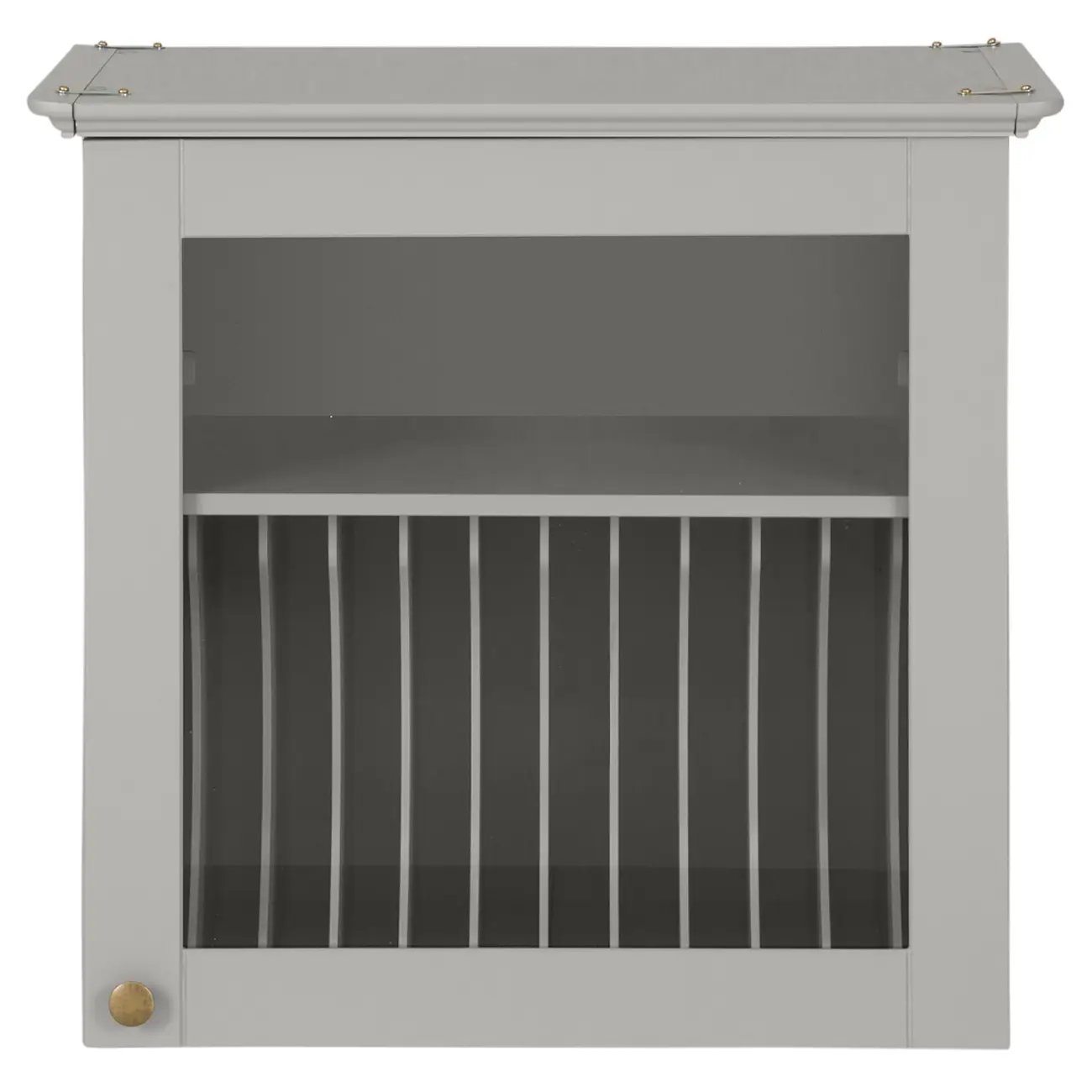 ARMÁRIO DE COZINHA AÉREO 60 CM PORTA-PRATOS NANCY - CINZA/INCOLOR - Foto 1