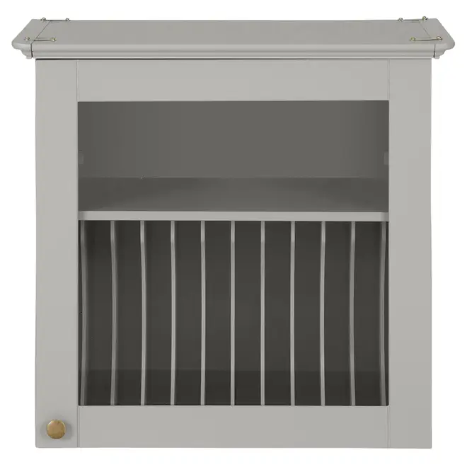 ARMÁRIO DE COZINHA AÉREO 60 CM PORTA-PRATOS NANCY - CINZA/INCOLOR - Foto 1