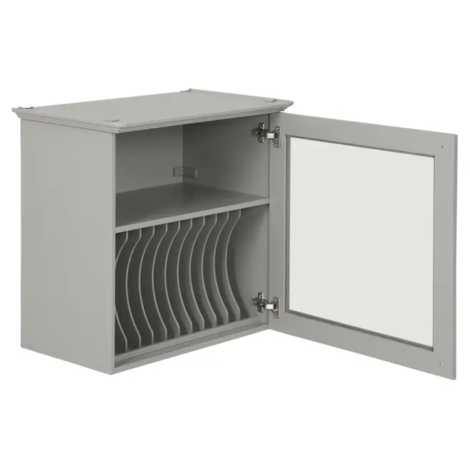 ARMÁRIO DE COZINHA AÉREO 60 CM PORTA-PRATOS NANCY - CINZA/INCOLOR - Foto 2
