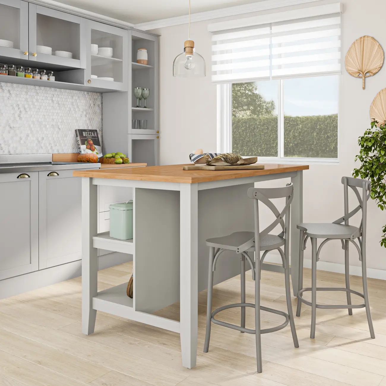 BALCÃO DE COZINHA 1,40 M X 80 CM NANCY - CINZA PROVENCE/AMÊNDOA - Foto 7