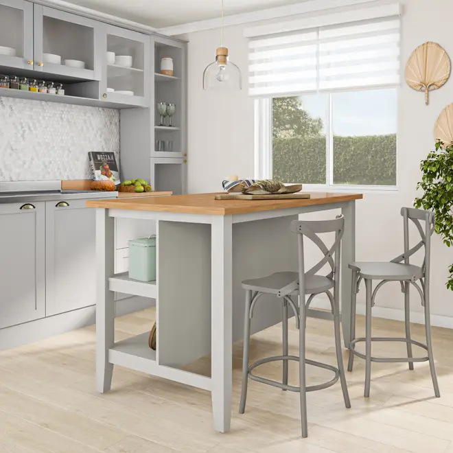 BALCÃO DE COZINHA 1,40 M X 80 CM NANCY - CINZA PROVENCE/AMÊNDOA - Foto 7